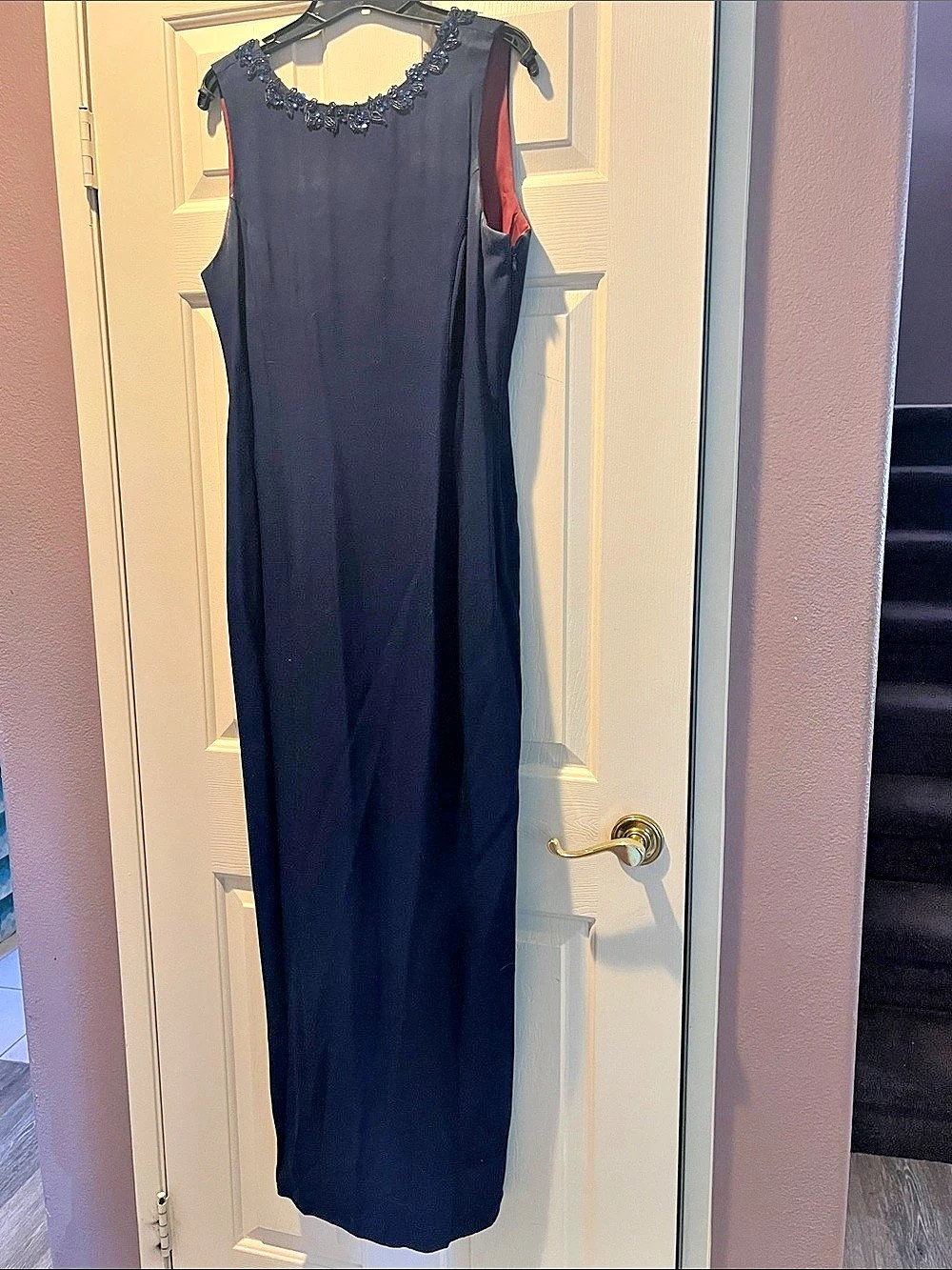 Scott McClintock Beaded Neckline Maxi Dress Black Size 14 Like New